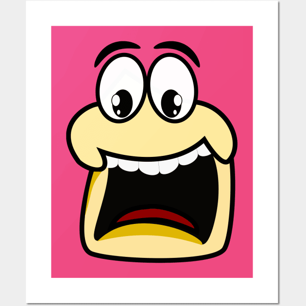 Scared Funny Face Cartoon Emoji Wall Art by AllFunnyFaces